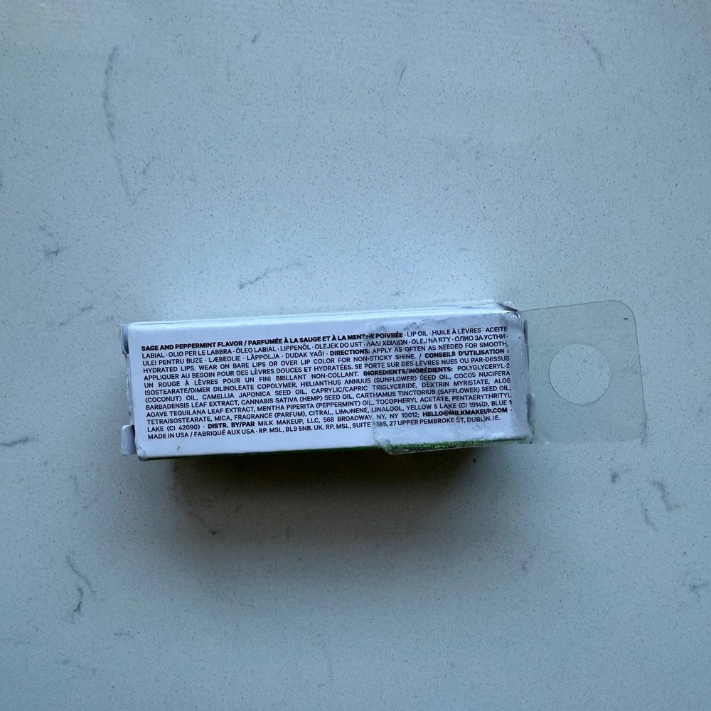 Milk Makeup KUSH Hydrating Sheer Lip Oil Green Dragon Sage/Peppermint Clear Tint